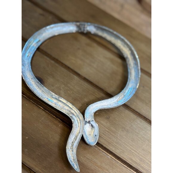 Silver Snake Necklace Choker Collar Style - Picture 6 of 10